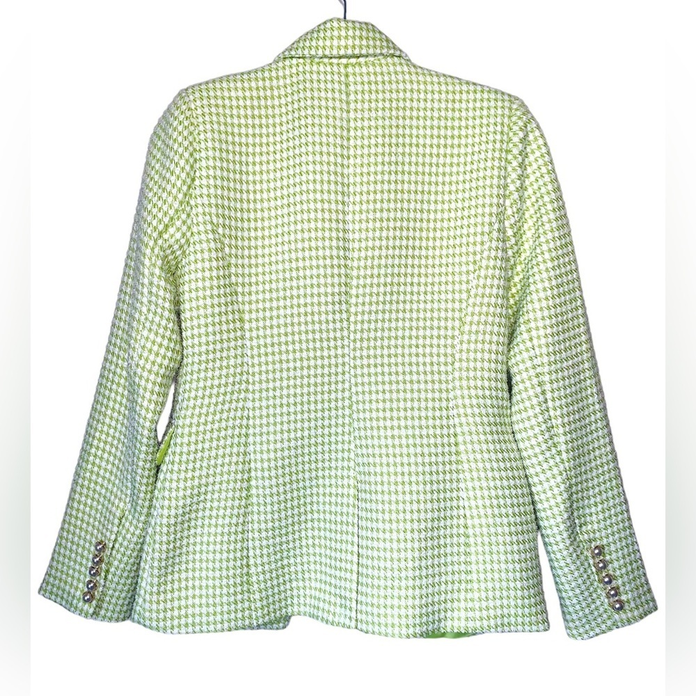 NWT House of Harlow 1960 Lime Green Houndstooth Blazer - Size Small - Picture 8 of 13